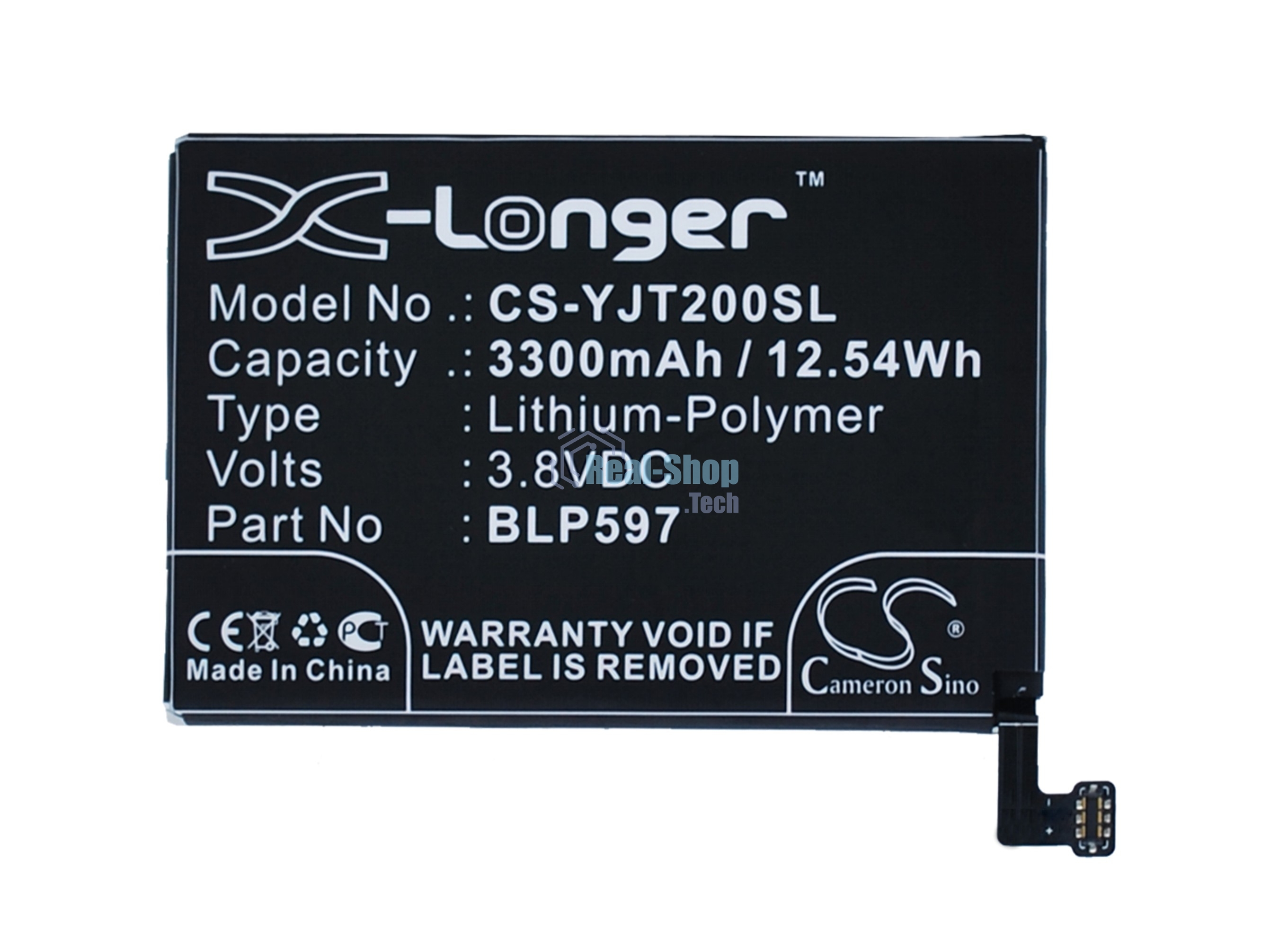 Аккумулятор CameronSino CS-YJT200SL BLP597 для OnePlus 2 3.8V / 3300mAh / 12.54Wh