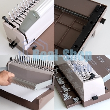 Переплетчик ГЕЛЕОС БП-16 коричневый на пластиковую пружину, А4, ручная перфорация 16 листов, переплет макс до 500 л., глубина перфорации 2-3-4-5 мм