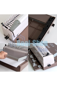 Переплетчик ГЕЛЕОС БП-16 коричневый на пластиковую пружину, А4, ручная перфорация 16 листов, переплет макс до 500 л., глубина перфорации 2-3-4-5 мм