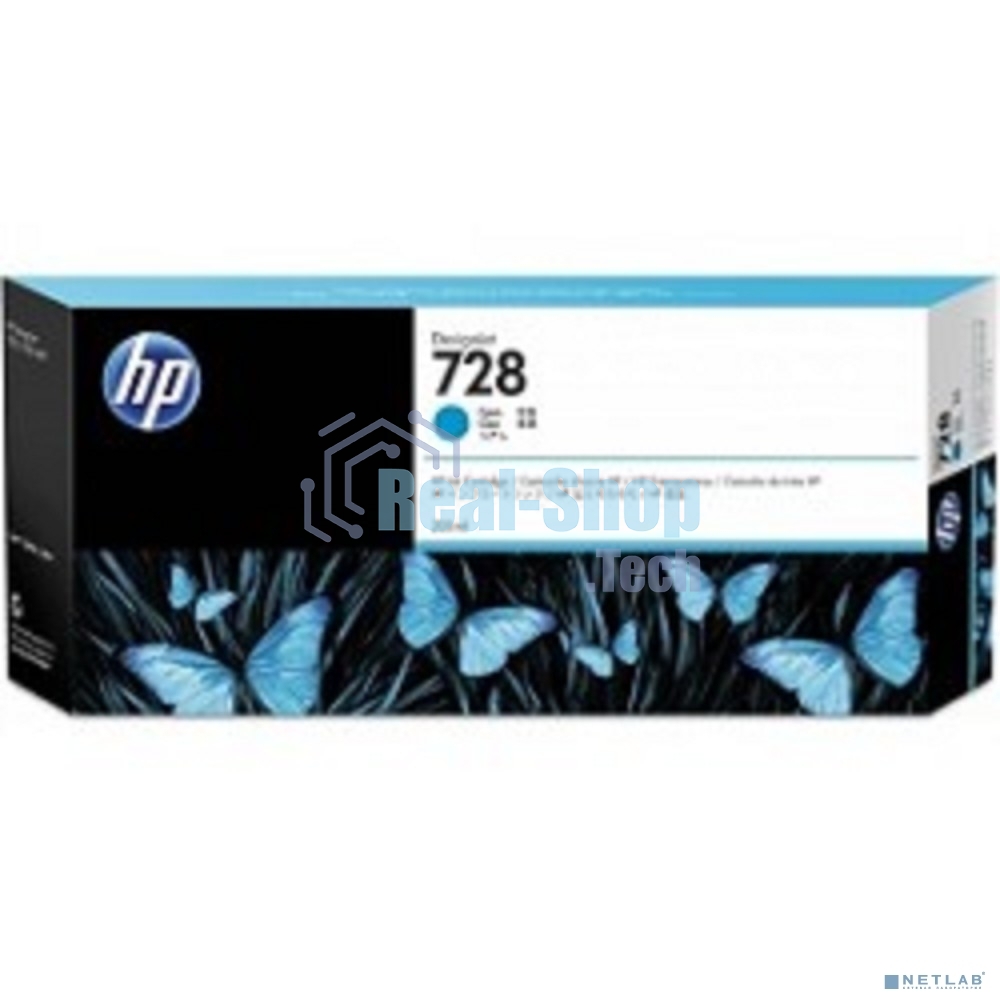 Картридж струйный HP F9K17A (HP 728) для DesignJet T730, T830. Голубой. 300 мл.