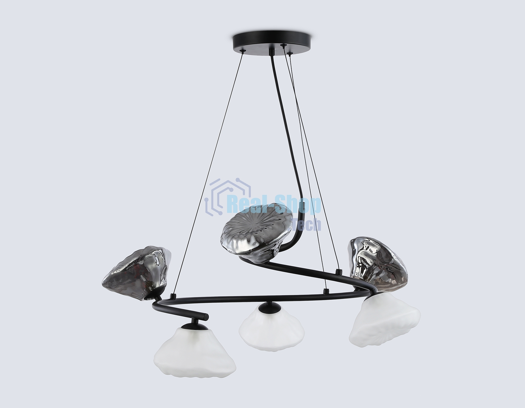 Светильник Ambrella light LH15003/6 BK/FR/SM черный/белый матовый/дымчатый G9*6 max 40W D630*1150