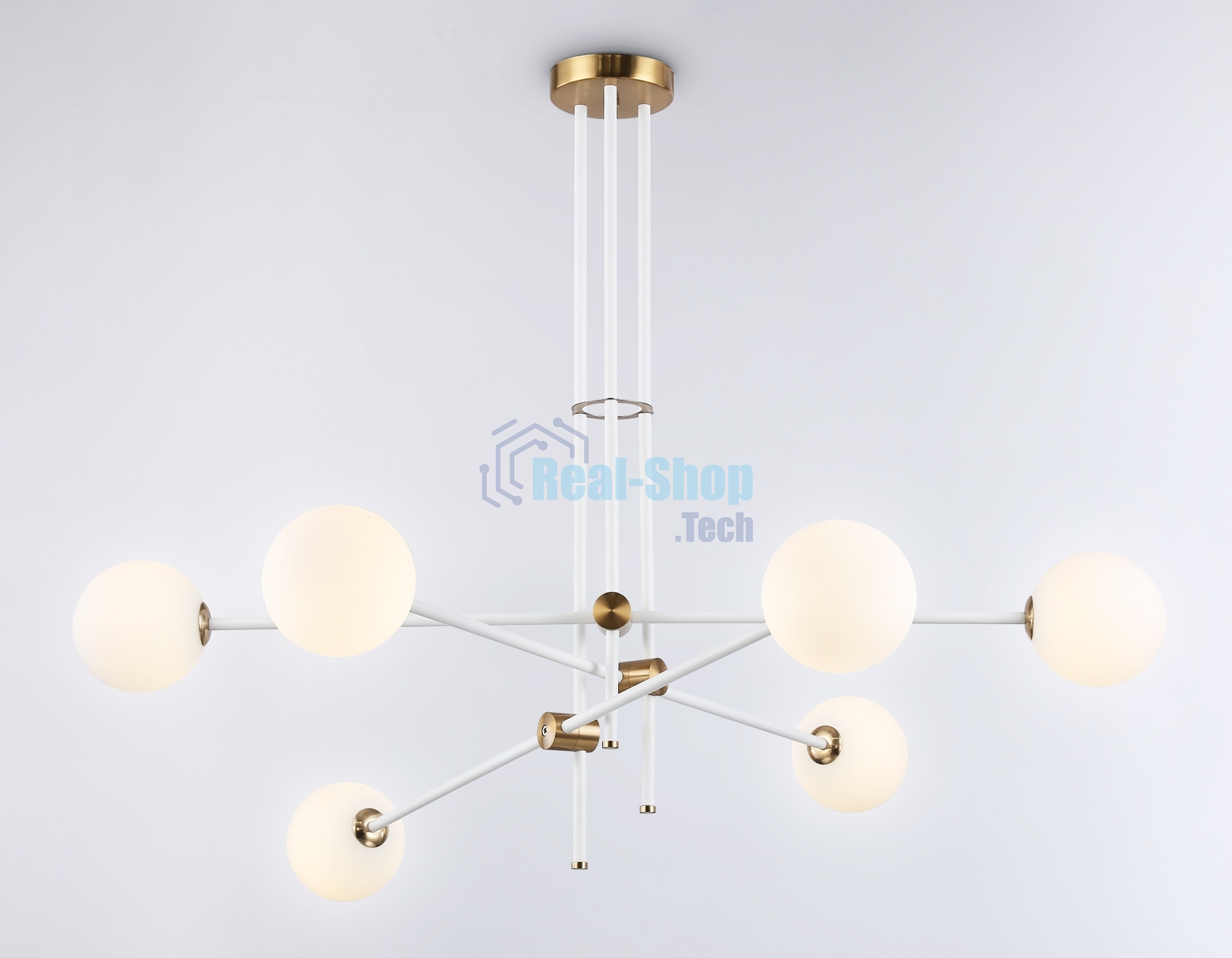 Светитльник Ambrella Light TR2521/6 WH/BS белый/латунь G9/6 max 10W D970*750