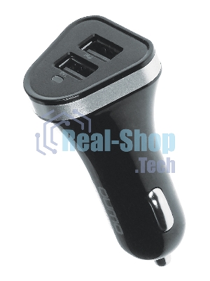 Автомобильное зарядное устройство QUMO 3A, 2 USB, 1A+2A черный, кабель Micro USB в комплекте