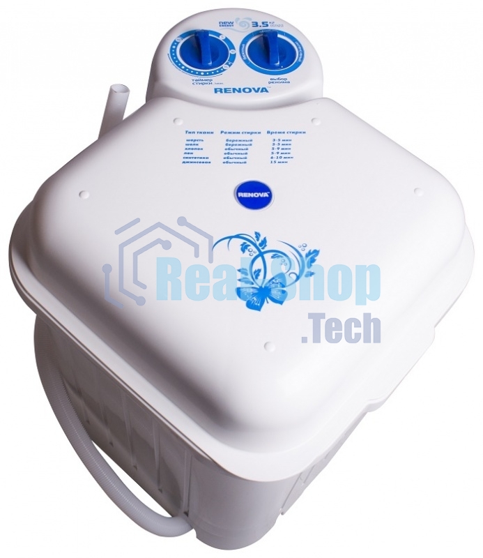 Стиральная машина Renova WS-35E белый, загрузка вертикальная 3,5 кг, без отжима, класс: А