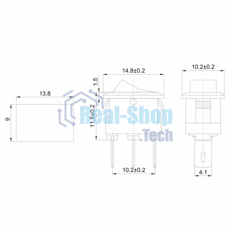 Выключатель клавишный Rexant 250V 3А (3с) ON-ON красный Micro