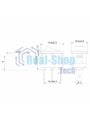 Выключатель клавишный Rexant 250V 3А (3с) ON-ON красный Micro