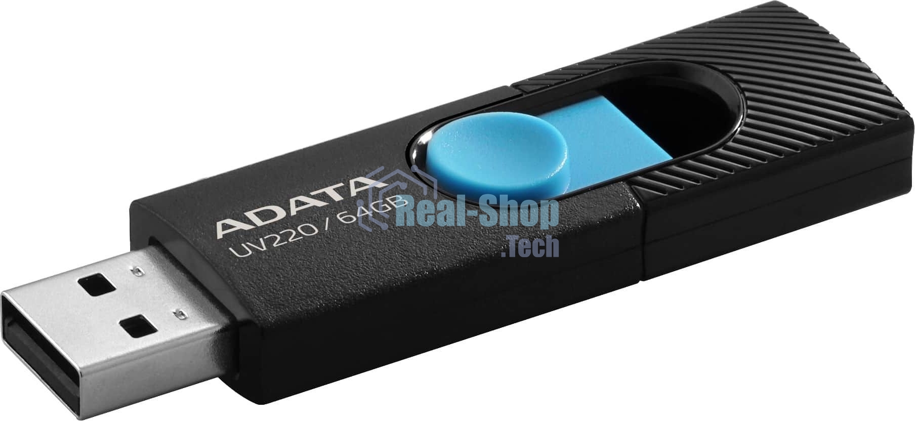 Флешка USB ADATA UV220 (AUV220-64G-RBKBL), 64Gb, USB 2.0, R/W 15/5, черный/голубой