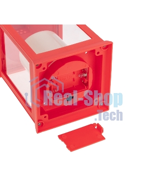 Декоративный фонарь со свечкой, красный корпус, размер 10,5х10,5х24см, теплый белый