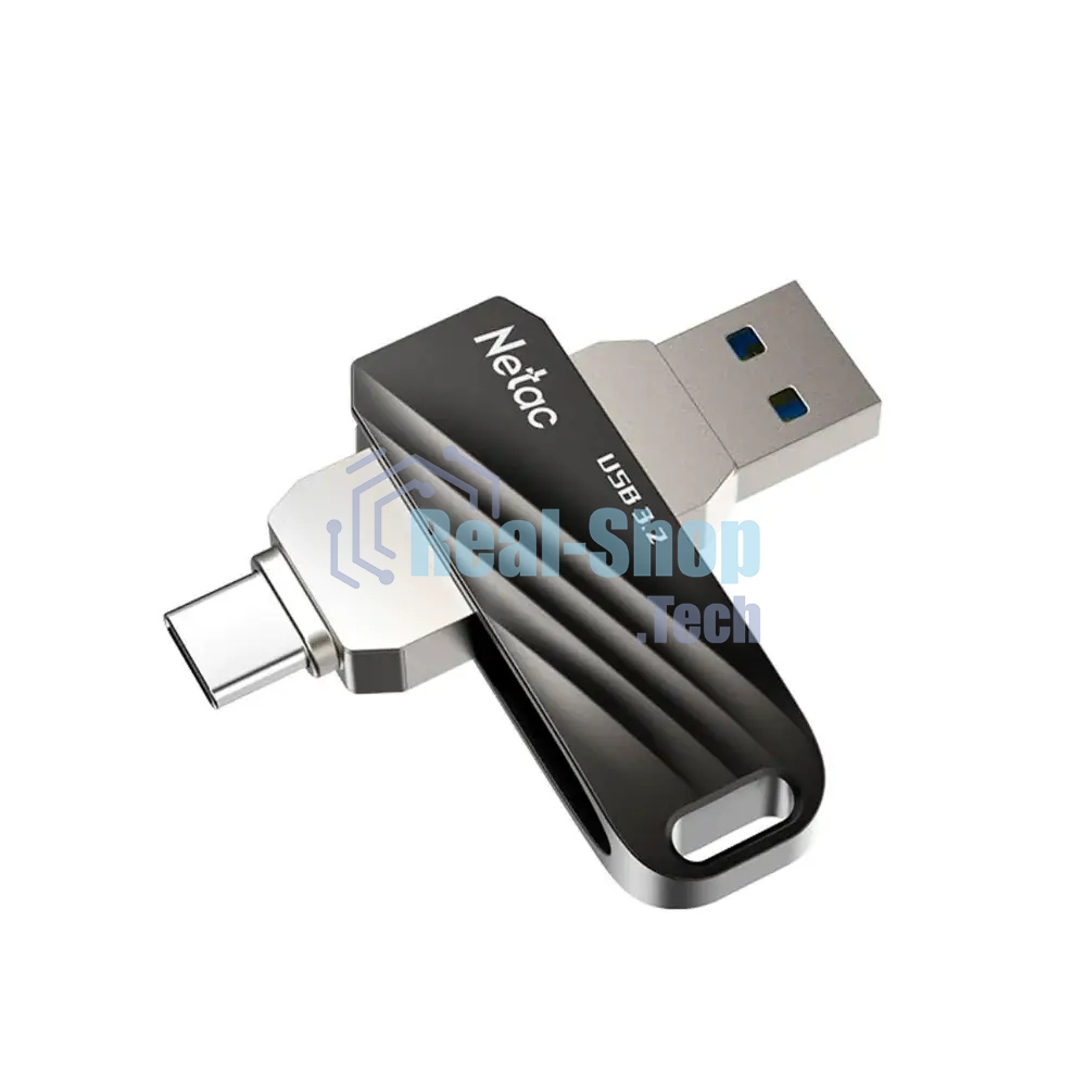 Флешка USB Netac US11 черный 64Gb USB Type-A + USB Type-C, metal/plastic case
