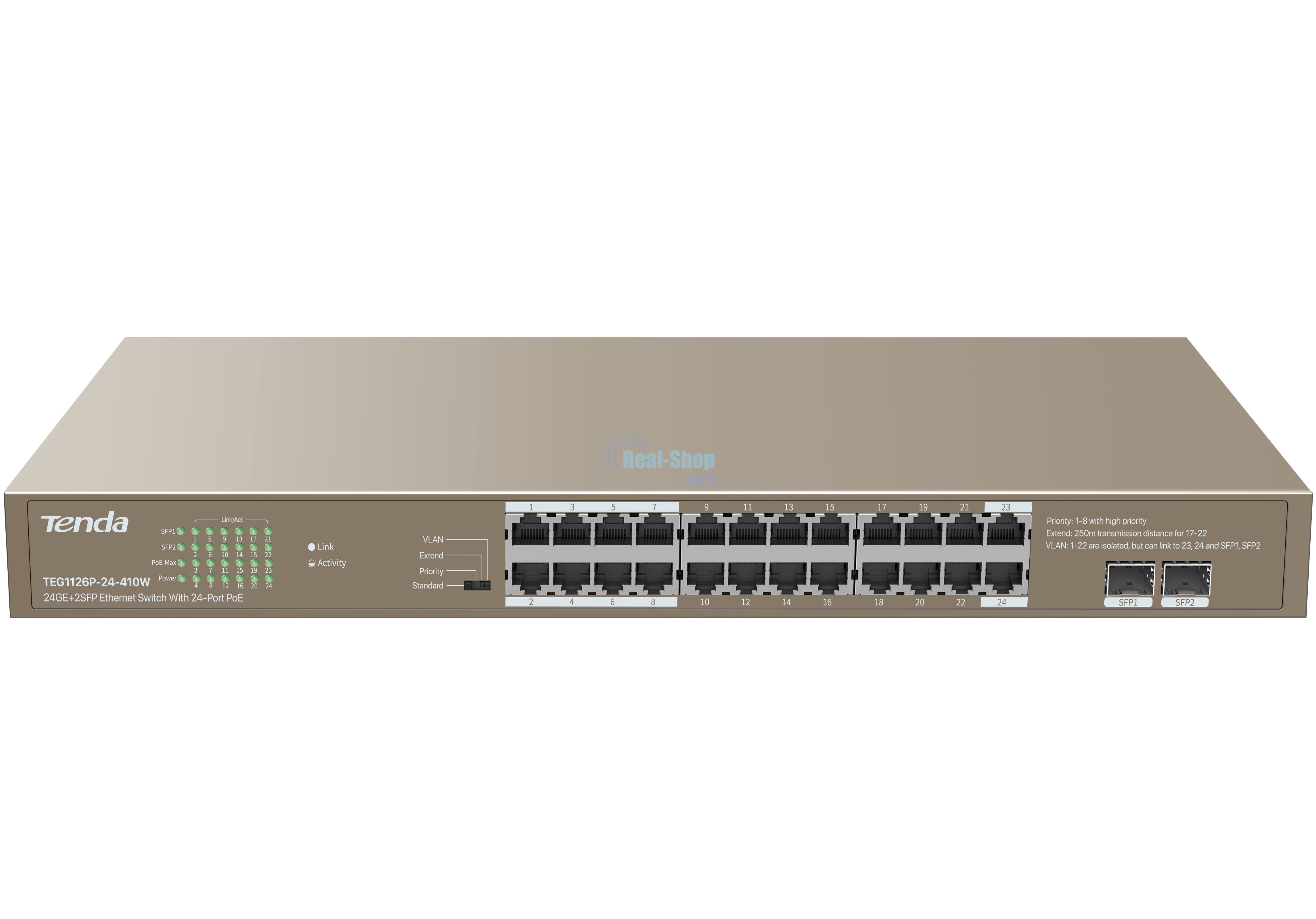 Коммутатор 24PORT 24POE TEG1126P-24-410W Tenda