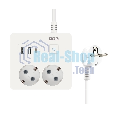 Удл. PC 0,5 м, 2 р с/з, с вык.16А, 3USB, бел. кв SPG5-A4