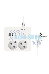 Удл. PC 0,5 м, 2 р с/з, с вык.16А, 3USB, бел. кв SPG5-A4