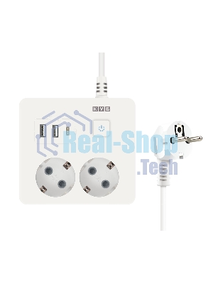 Удл. PC 0,5 м, 2 р с/з, с вык.16А, 3USB, бел. кв SPG5-A4