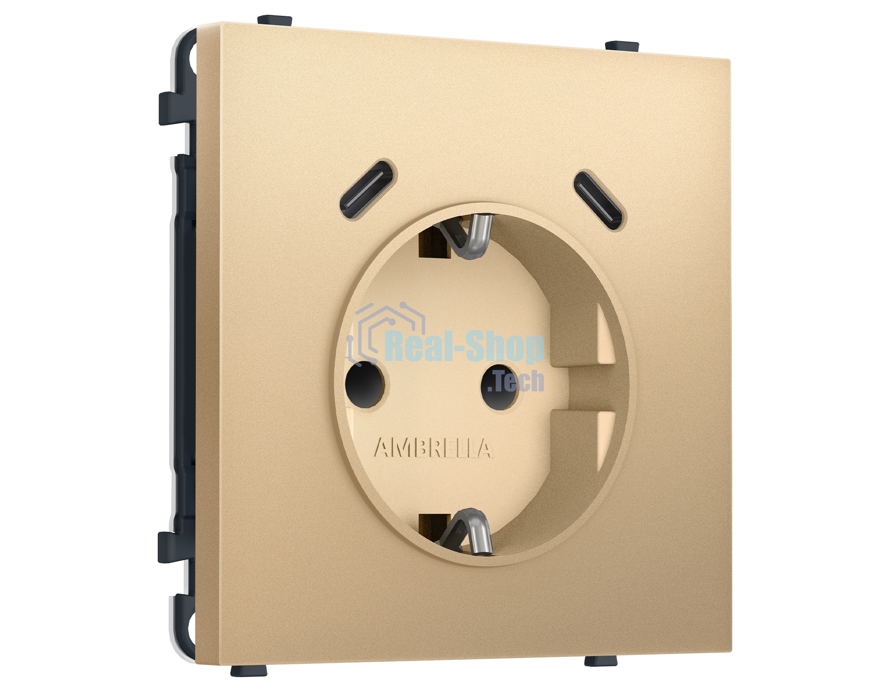 Комплект механизма электрической розетки SIGMA Золото Мягкое касание 2USB С+C 20W (быст. зар.) с/з с/ш 16A-250V QUANT PRO (SP8905, PR165)
