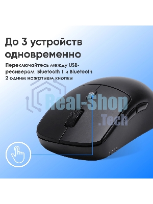 Мышь Оклик 489MW черный оптическая 3200dpi silent беспров. BT/Radio USB 6but (1885440)