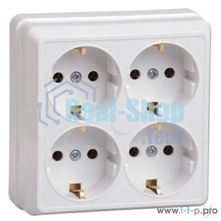Розетка Iek ERO41-K01-16-DC РС24-3-ОБ 4местн. с з/к 16А откр.уст. ОКТАВА (белый)