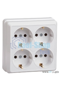 Розетка Iek ERO41-K01-16-DC РС24-3-ОБ 4местн. с з/к 16А откр.уст. ОКТАВА (белый)