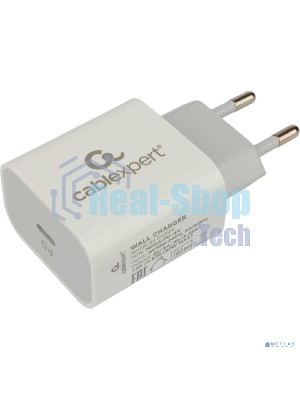Сетевое зарядное устройство Cablexpert 20Вт, 3А, QC3.0/PD, 1xType-C, белый, пакет