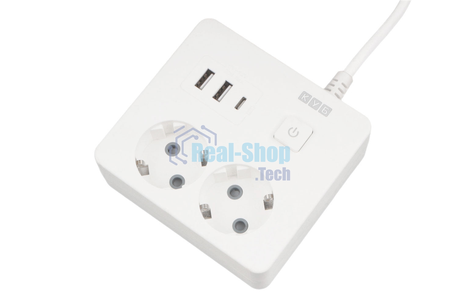 Удл. PC 0,5 м, 2 р с/з, с вык.16А, 3USB, бел. кв SPG5-A4