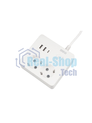 Удл. PC 0,5 м, 2 р с/з, с вык.16А, 3USB, бел. кв SPG5-A4