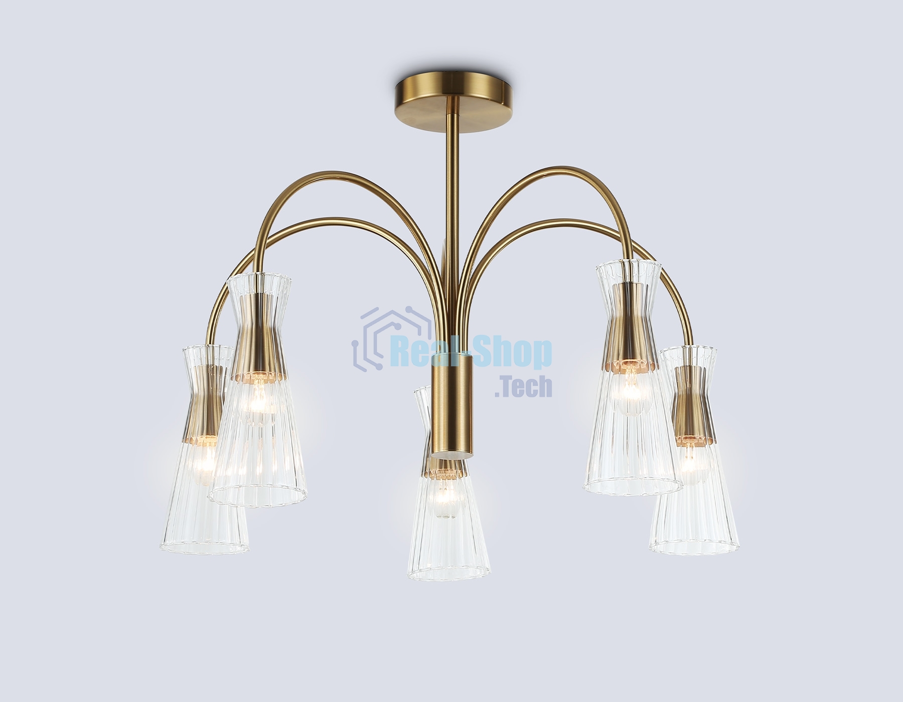 Люстра Ambrella light LH55701/5 BS/CL латунь/прозрачный E14*5 max 40W D600*440