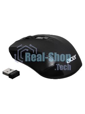 Мышь беспроводная Acer OMR010 черный, 1200 dpi, радиоканал, USB, кнопки - 3