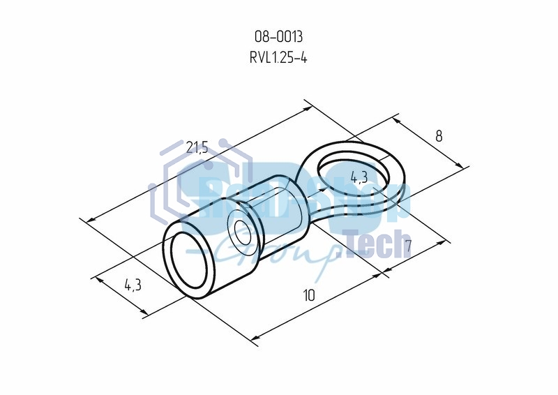 Наконечник кольцевой изолированный Rexant ø 4.3 мм 0.5-1.5 мм² (НКи 1.5-4/НКи 1,25-4) красный