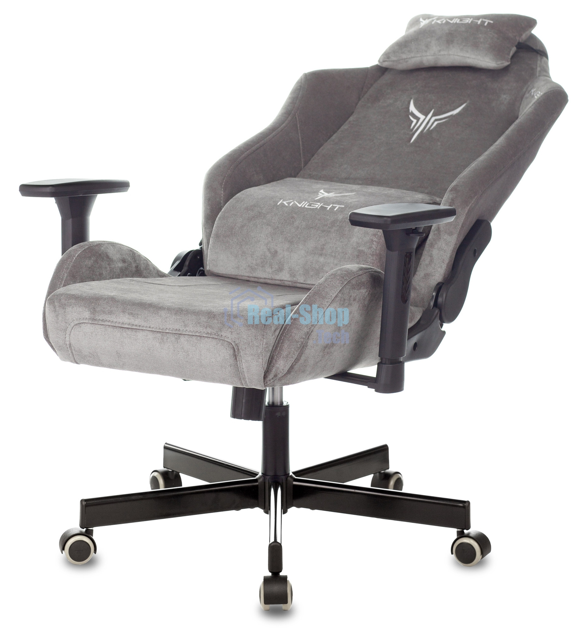 Кресло игровое Бюрократ Knight N1 Fabric серый Light-19 с подголов. крестовина металл