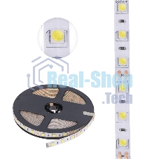 Лента светодиодная 5 м 12 В 5050 6500 К IP65 60 LED/м для БП с клеммами LAMPER