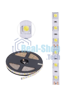 Лента светодиодная 5 м 12 В 5050 6500 К IP65 60 LED/м для БП с клеммами LAMPER