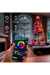 Гирлянда смарт Нить из росы с крупными светодиодами 10м, 100LED RGb, IP20, прозрачный провод, USB
