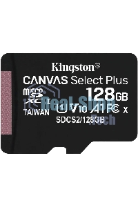 Флеш карта Kingston 128Gb micSDXC Canvas Select Plus 100R A1 C10 Single Pack w/o ADP EAN: 740617299076