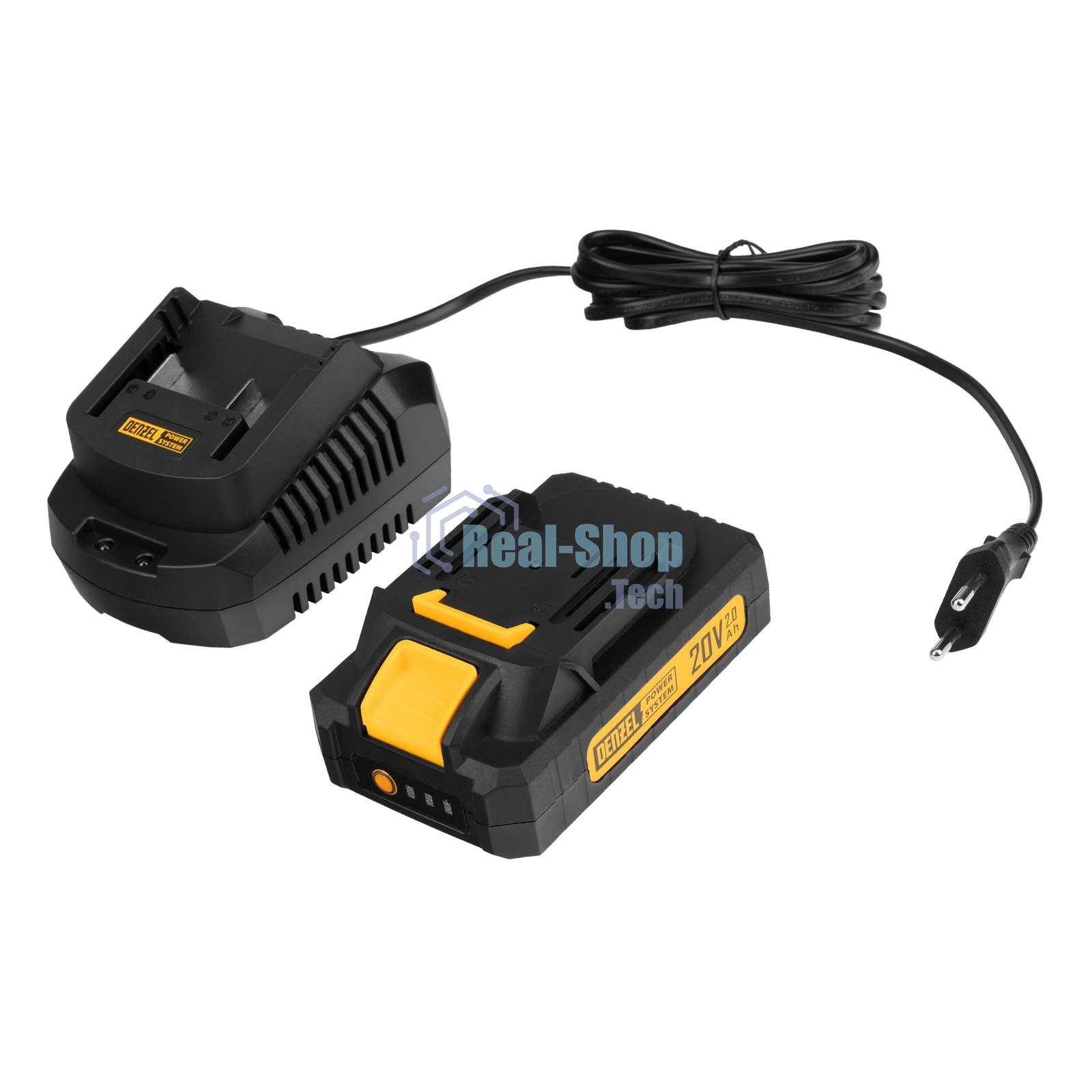 Портативная аккумуляторная газонокосилка Denzel CLM-22, Li-ion, 20В, 220 мм