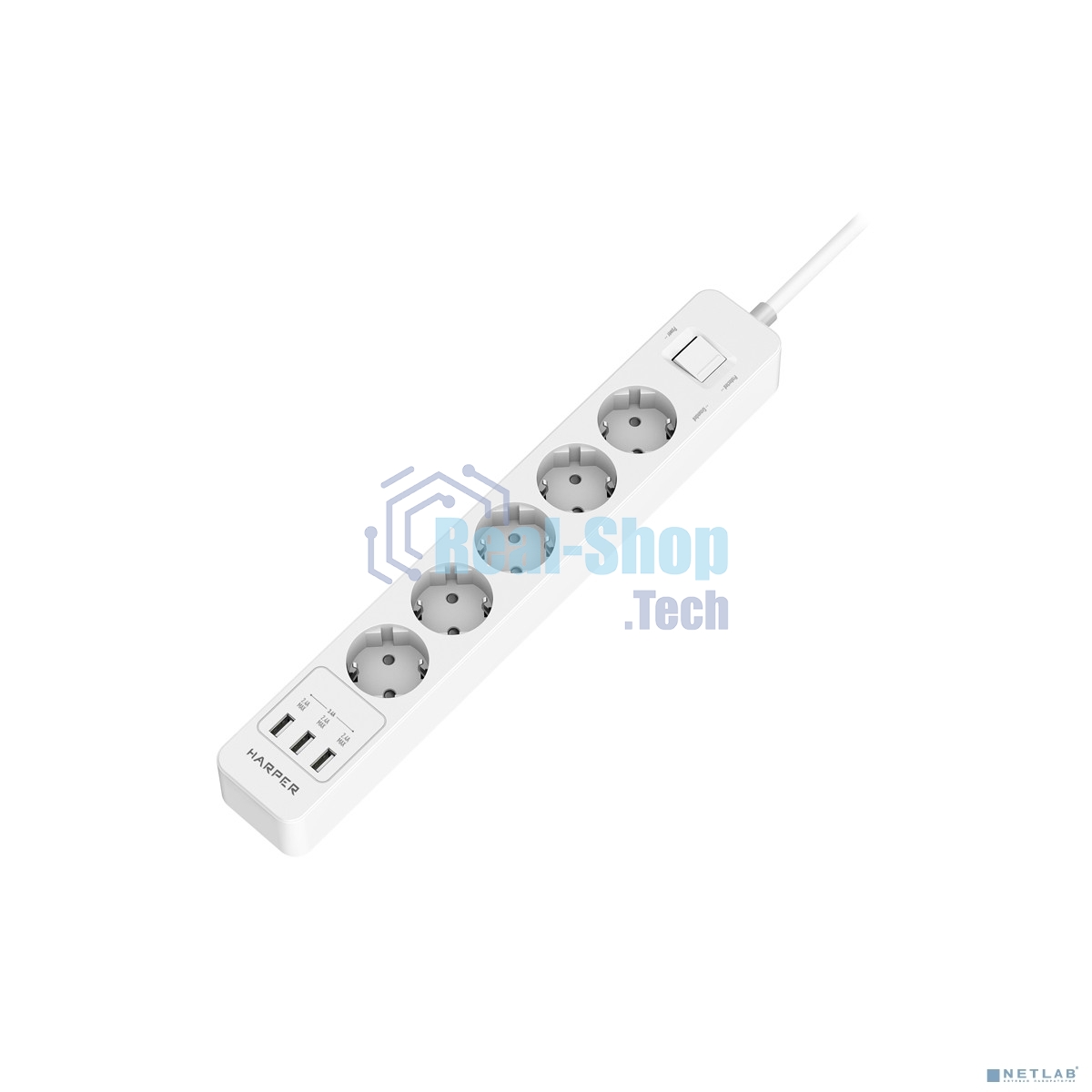Удлинитель с USB зарядкой Harper UCH-550 White