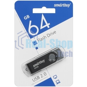 Флешка USB Smartbuy Twist black (SB064GB2TWK), 64Gb, USB 2.0, R/W 20/10, черный
