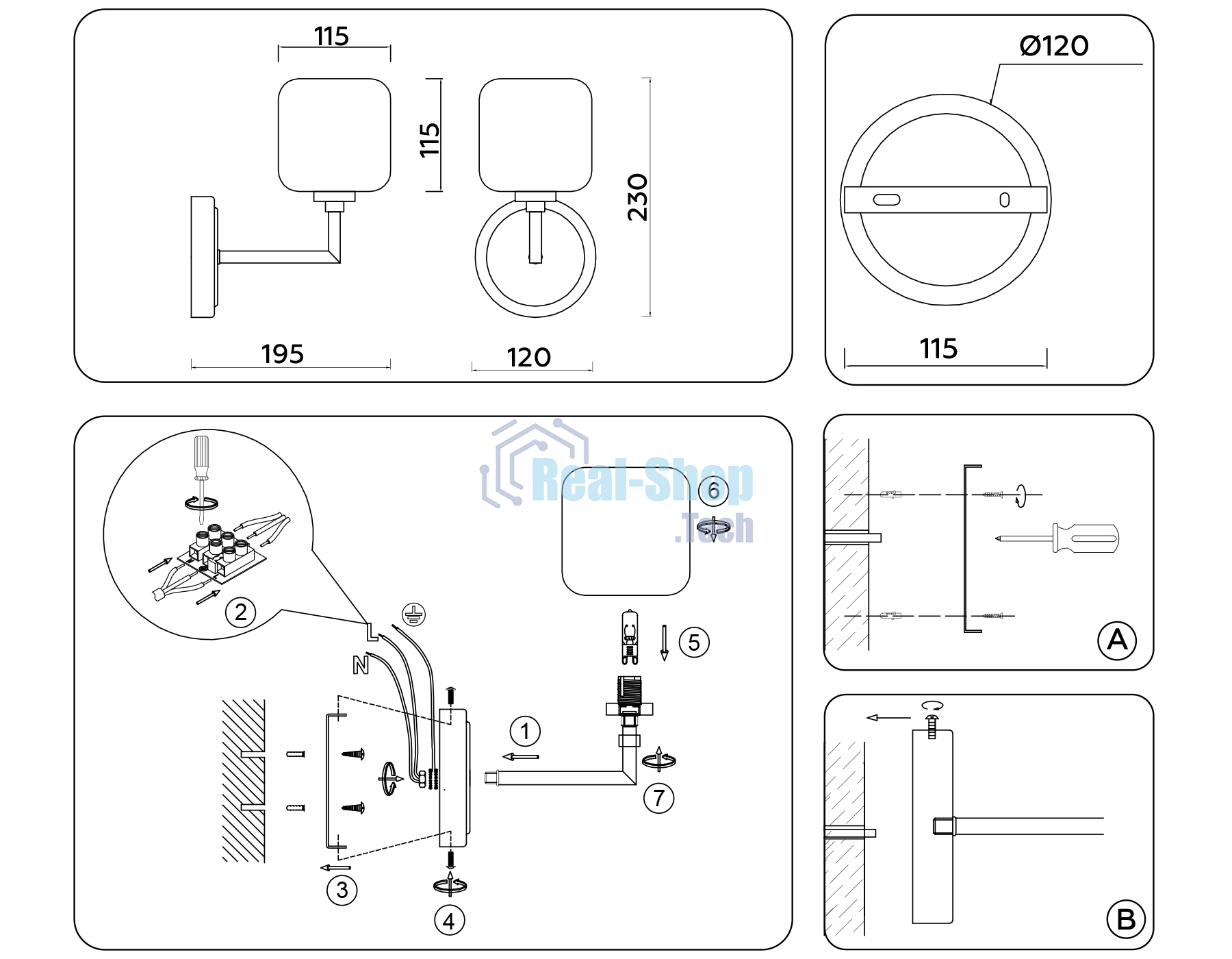 Настенный светильник Ambrella light LH53007 SN/FR сатин никель/белый матовый G9 max 40W 195*120*230