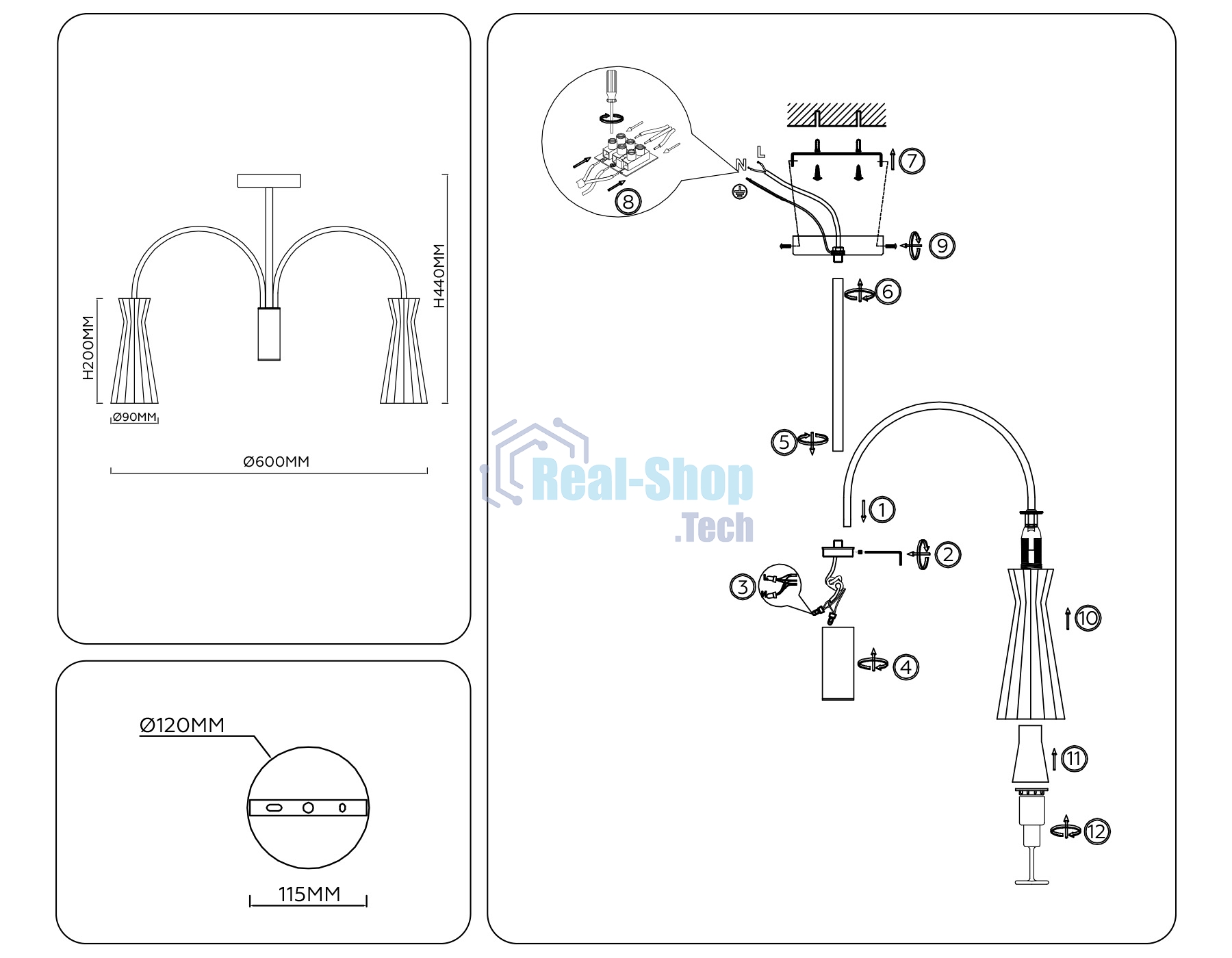 Люстра Ambrella light LH55701/5 BS/CL латунь/прозрачный E14*5 max 40W D600*440