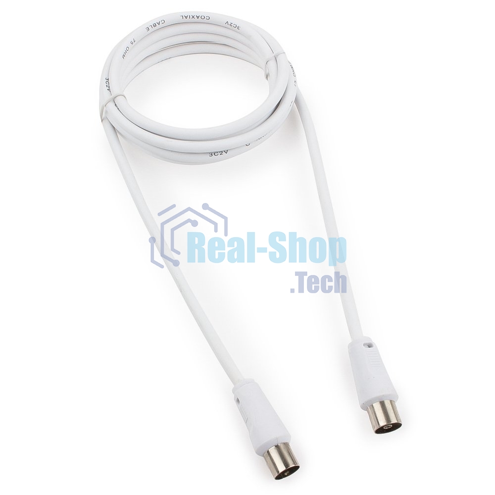 Кабель телевизионный Cablexpert CCV-515-W, Coaxial M/F, белый, 1.8м