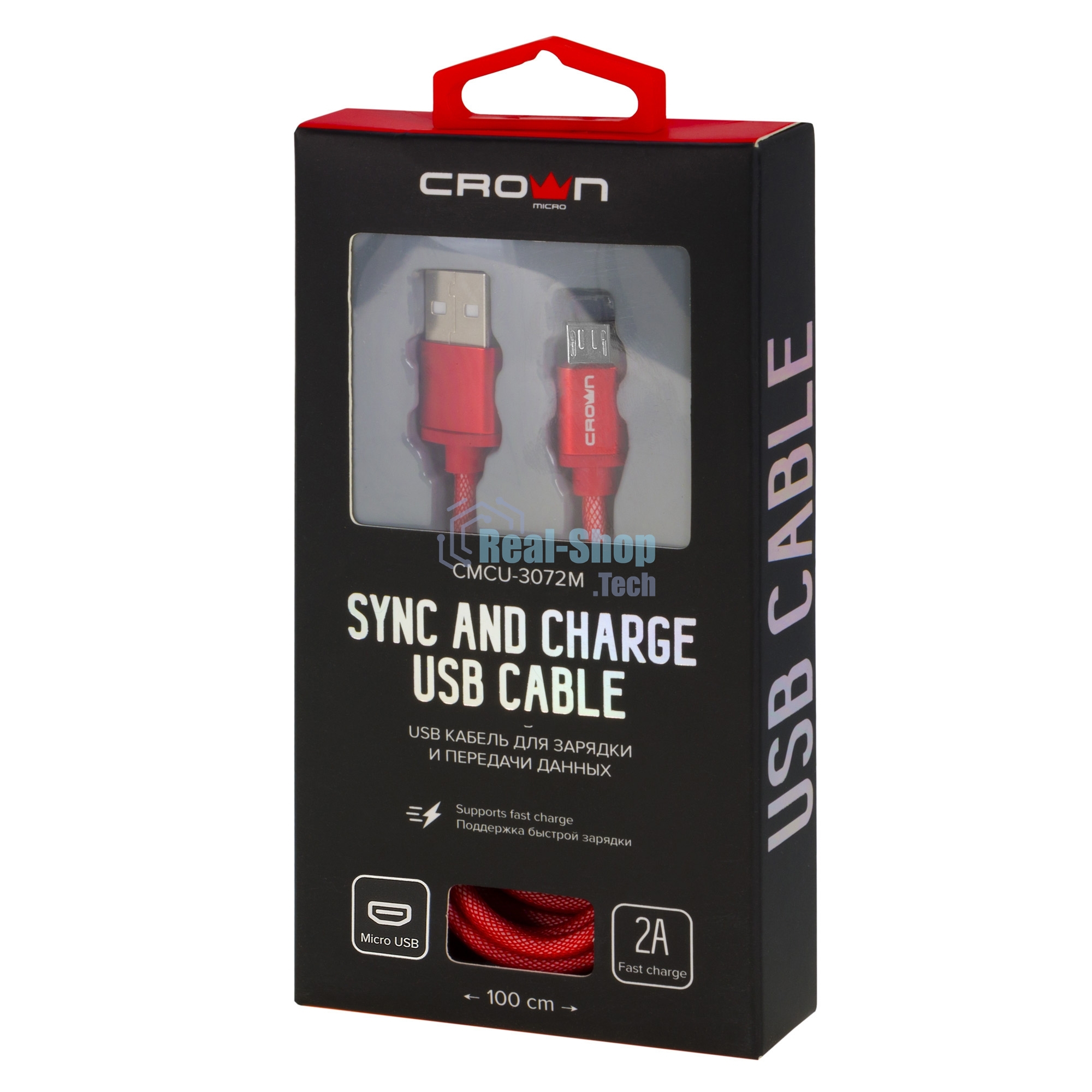 Кабель Crown USB - microUSB CMCU-3072M red