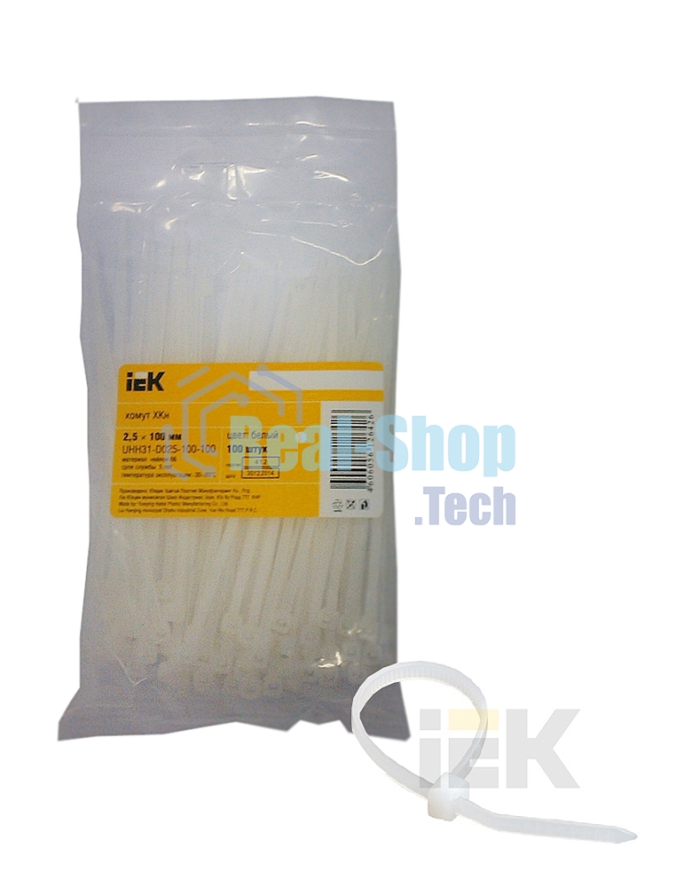 Хомут кабельный 2.5х100 нейл. белый (уп. 100 шт) ИЭК UHH31-D025-100-100