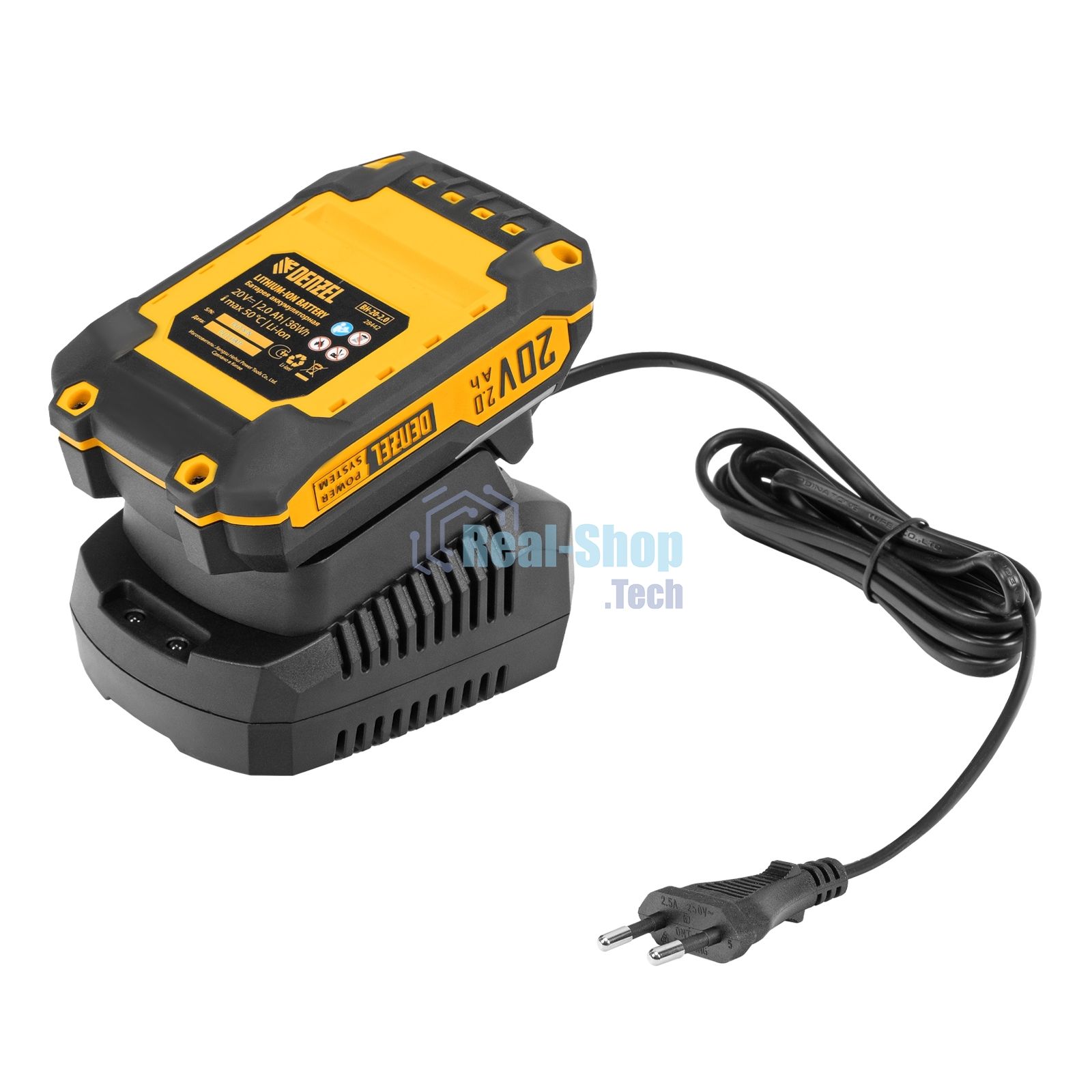 Портативная аккумуляторная газонокосилка Denzel CLM-22, Li-ion, 20В, 220 мм