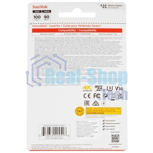 Флеш карта microSD 64GB SanDisk microSDXC Class 10 UHS-I A1 C10 V30 U3 for Nintendo Switch 100MB/s