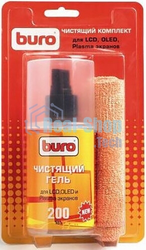 Чистящий набор (салфетки + гель) Buro BU-Glcd (салфетка и гель) для экранов ЖК мониторов блистер 200 мл