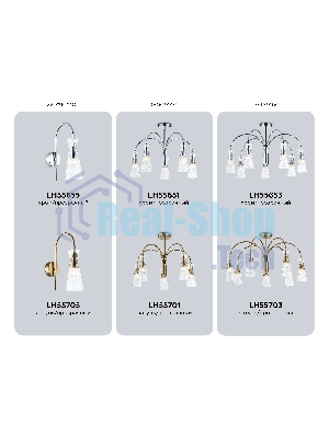 Люстра Ambrella light LH55701/5 BS/CL латунь/прозрачный E14*5 max 40W D600*440