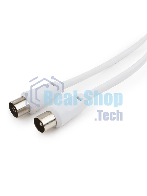 Кабель телевизионный Cablexpert CCV-515-W, Coaxial M/F, белый, 1.8м