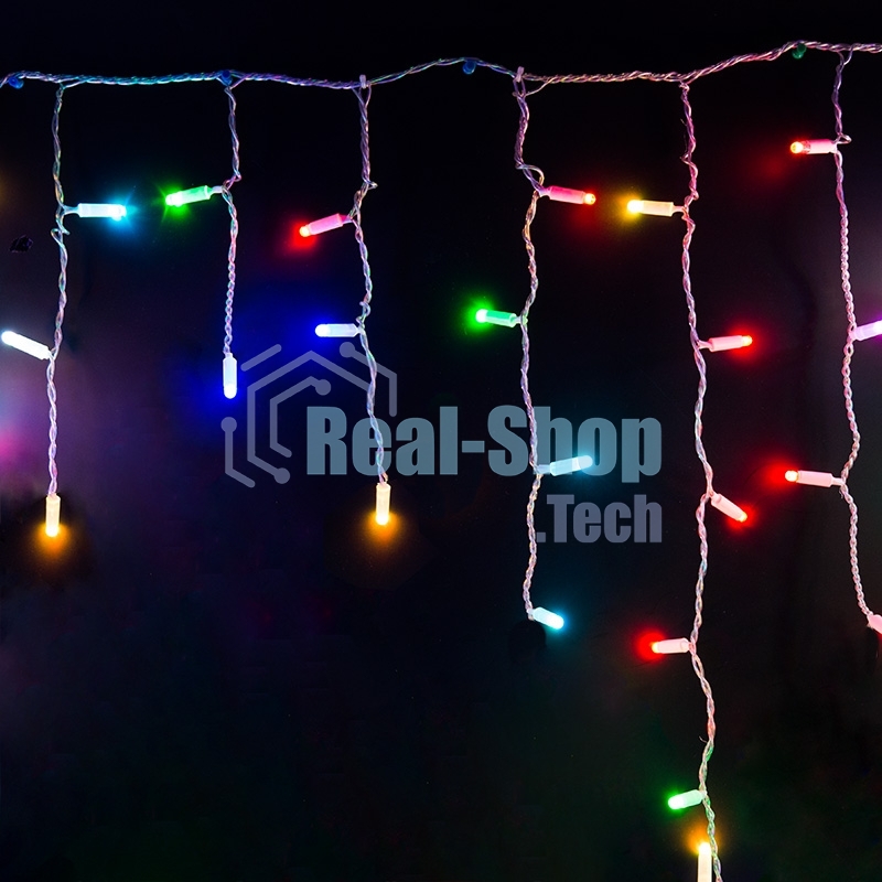 Гирлянда Neon-night Айсикл (бахрома) светодиодный, 4,8 х 0,6 м, прозрачный провод, 230 В, диоды RGB, 176 LED