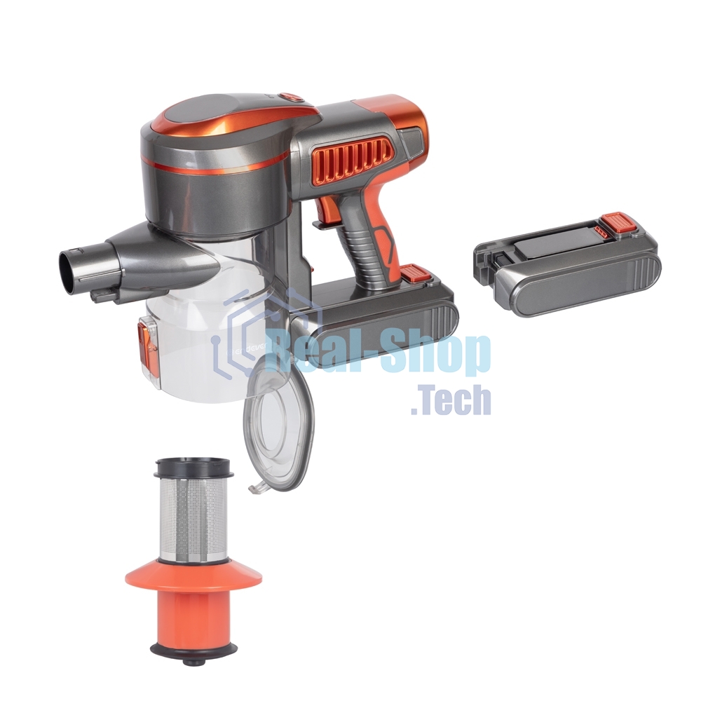 Вертикальный пылесос циклонного типа аккумуляторный Endever SkyClean VC-301, темно-серый/оранжевый, 4 шт,уп