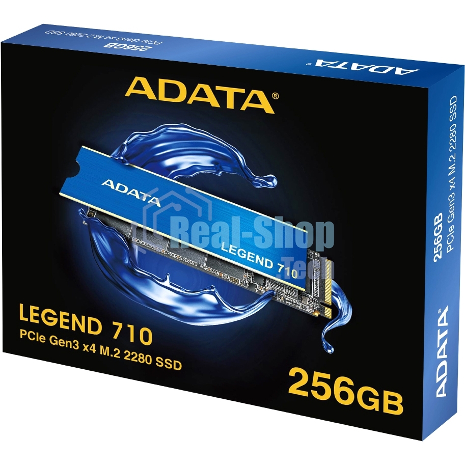 Накопитель SSD ADATA LEGEND 710, 256Gb, PCIe 3.0 x4, M.2 2280, NVMe, R/W 2100/1000, с радиатором