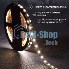 Лента светодиодная 5 м 12 В 5050 4000 К IP23 60 LED/м для БП с клеммами LAMPER