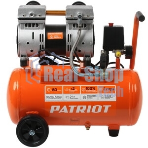 Компрессор поршневой безмасляный Patriot WO 24-260S, 260 л/мин, 8 бар, 1500 Вт, 24 л, быстросъемный 1/4